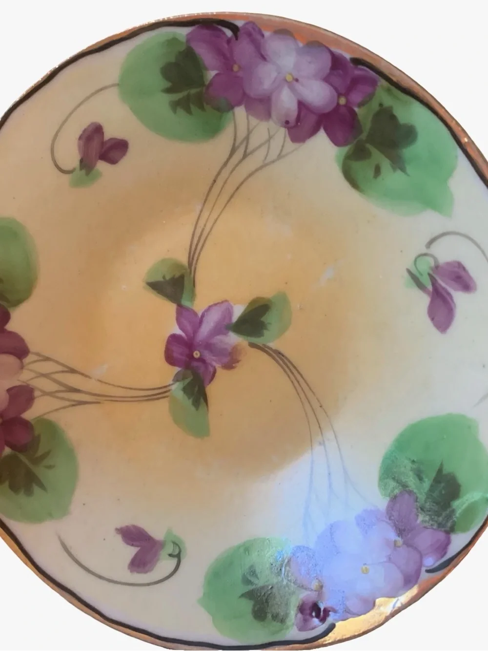 Nippon Art Nouveau Hand Painted Violets 4 Tea Cups & Saucers See Description‎